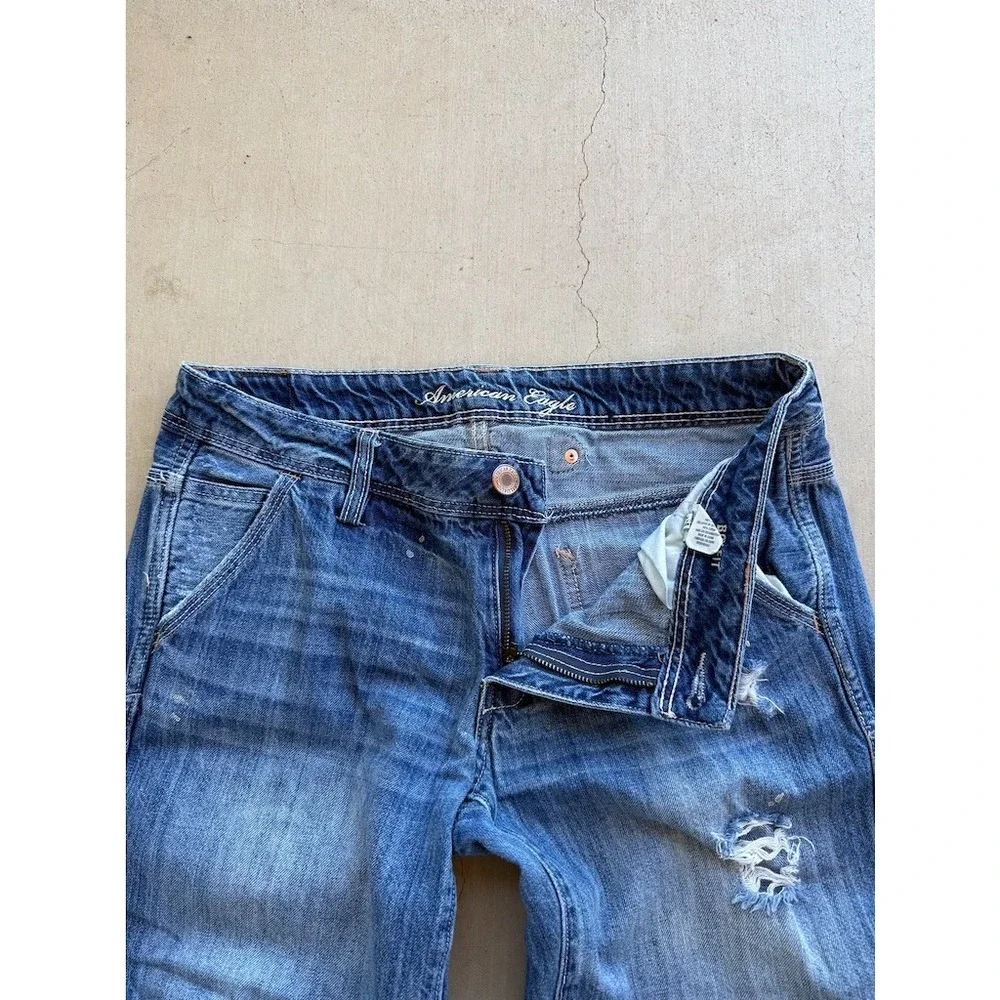 American Eagle Boy Fit Jeans Size 8 Reg Low Rise Bootcut Y2K Style